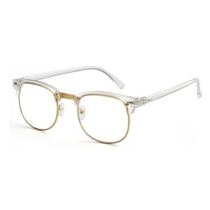 Blue Light Blocking Semi Rimless Non-Prescription Eyeglasses Silver Gold